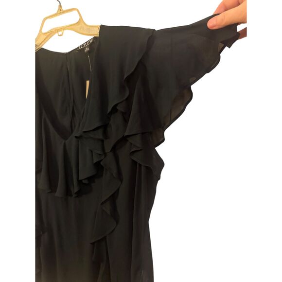 J.CREW NWT Blouse 2X Black Ruffled Chiffon Layered Cami V-Neck Career Sexy Top - Picture 6 of 14